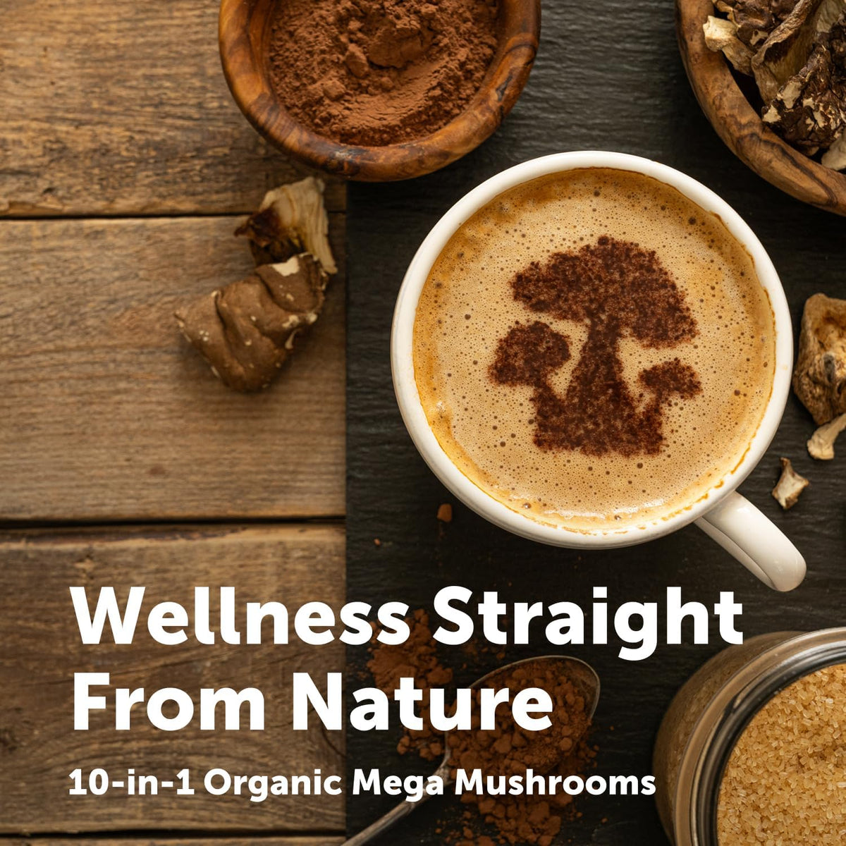 Micro Ingredients organic mushroom supplement powder container side view