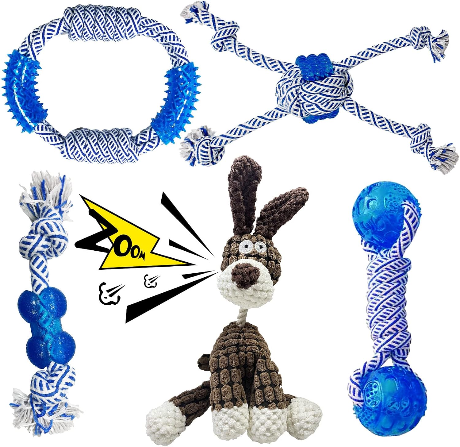 LWBMG dog rope toys front view set of 5