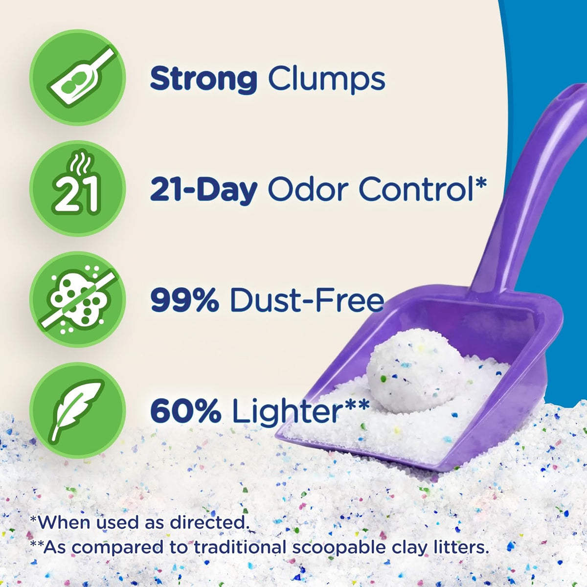 White and multicolor crystals inside Ultra cat litter bag