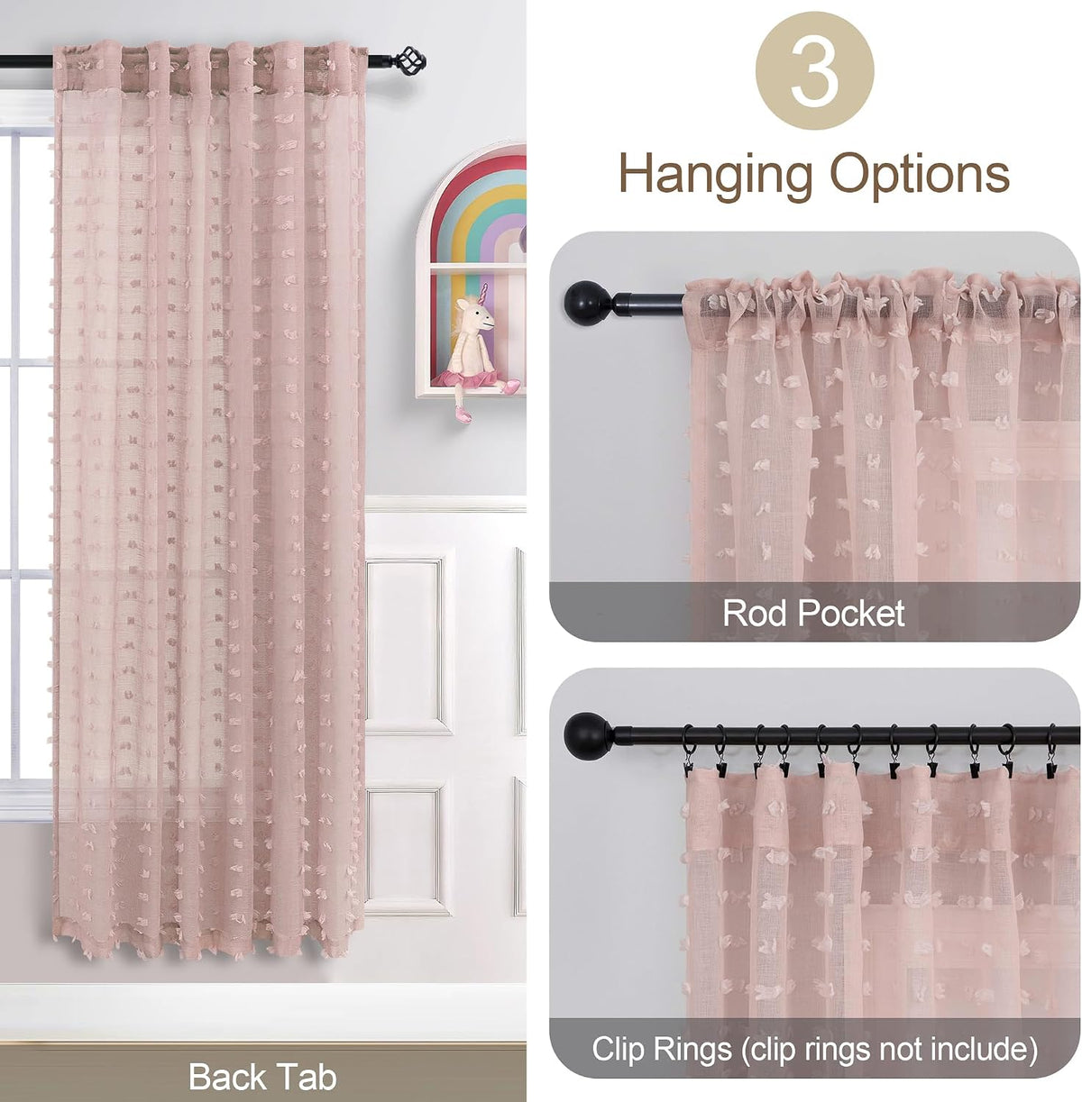 DANCURTON 63 inch curtains set of two panels displayed