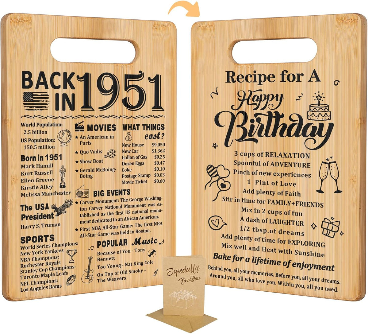 50th Birthday Gifts for Women Men, 1976 Cutting Board | 1976 Birthday Gifts Ideas for Her, Back in 1976 & Recipe Double Sided, Cool Present for 50 Year Old Women Men Birthday Gift - Image 10