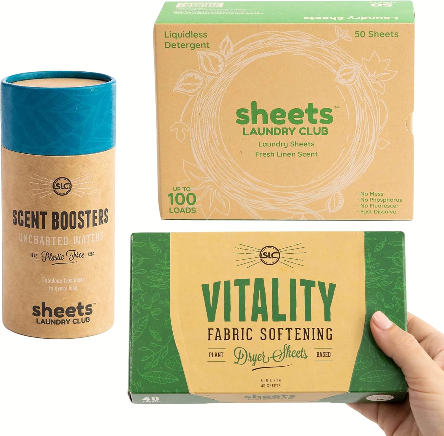 Sheets Laundry Club Bundle front view showing eco-friendly boxes