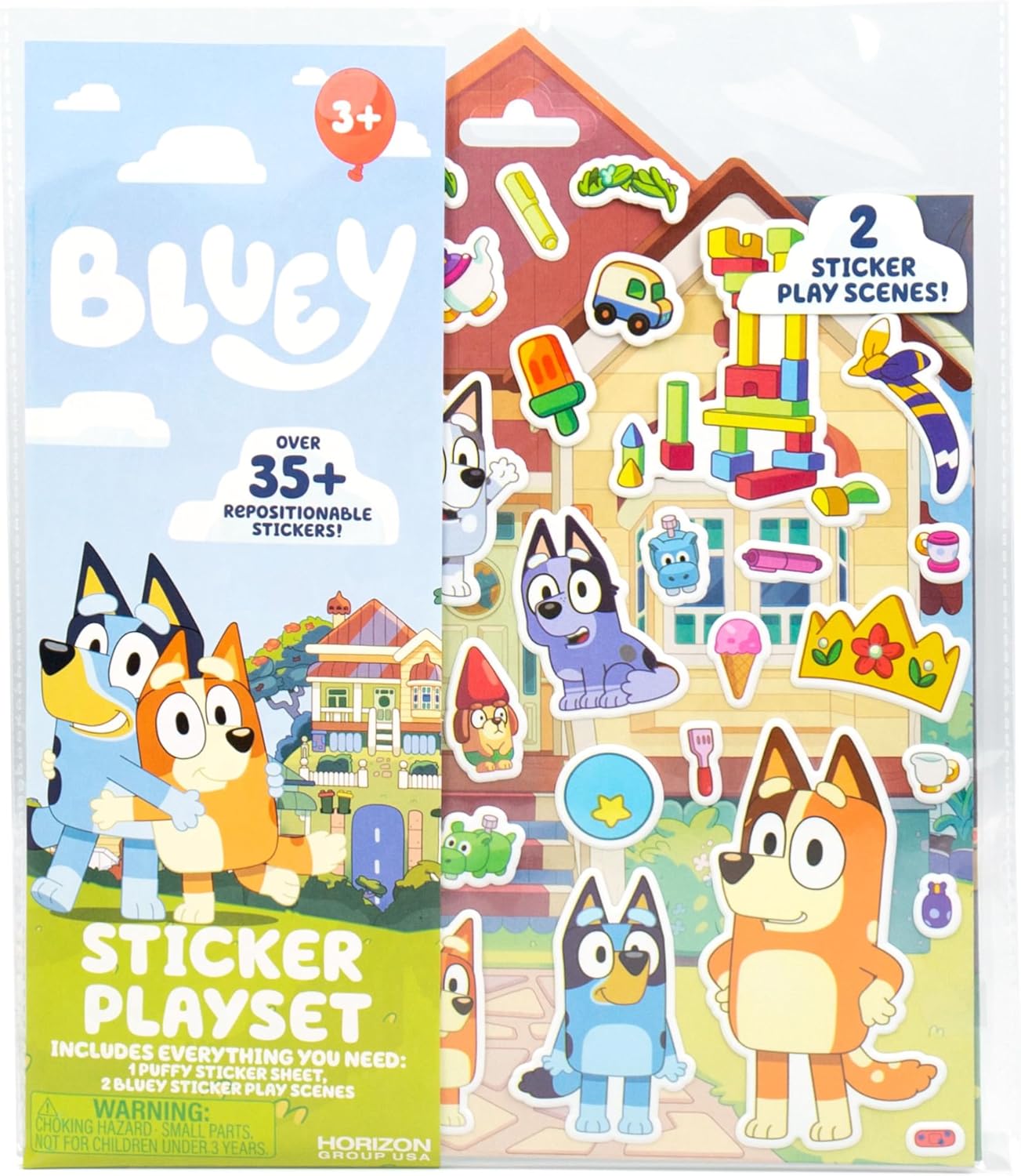Horizon Group USA Bluey Sticker Playset front packaging view showing character stickers.