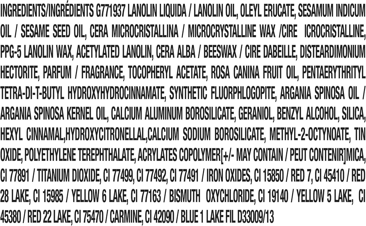 Ingredient and shade label on L'Oreal lipstick base