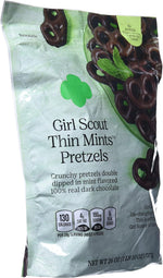 Girl Scout Thin Mints Pretzels bag with resealable seal visible