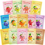 KONEUK 14 Pack Fruit Face Masks set with colorful cartoon packaging for kids