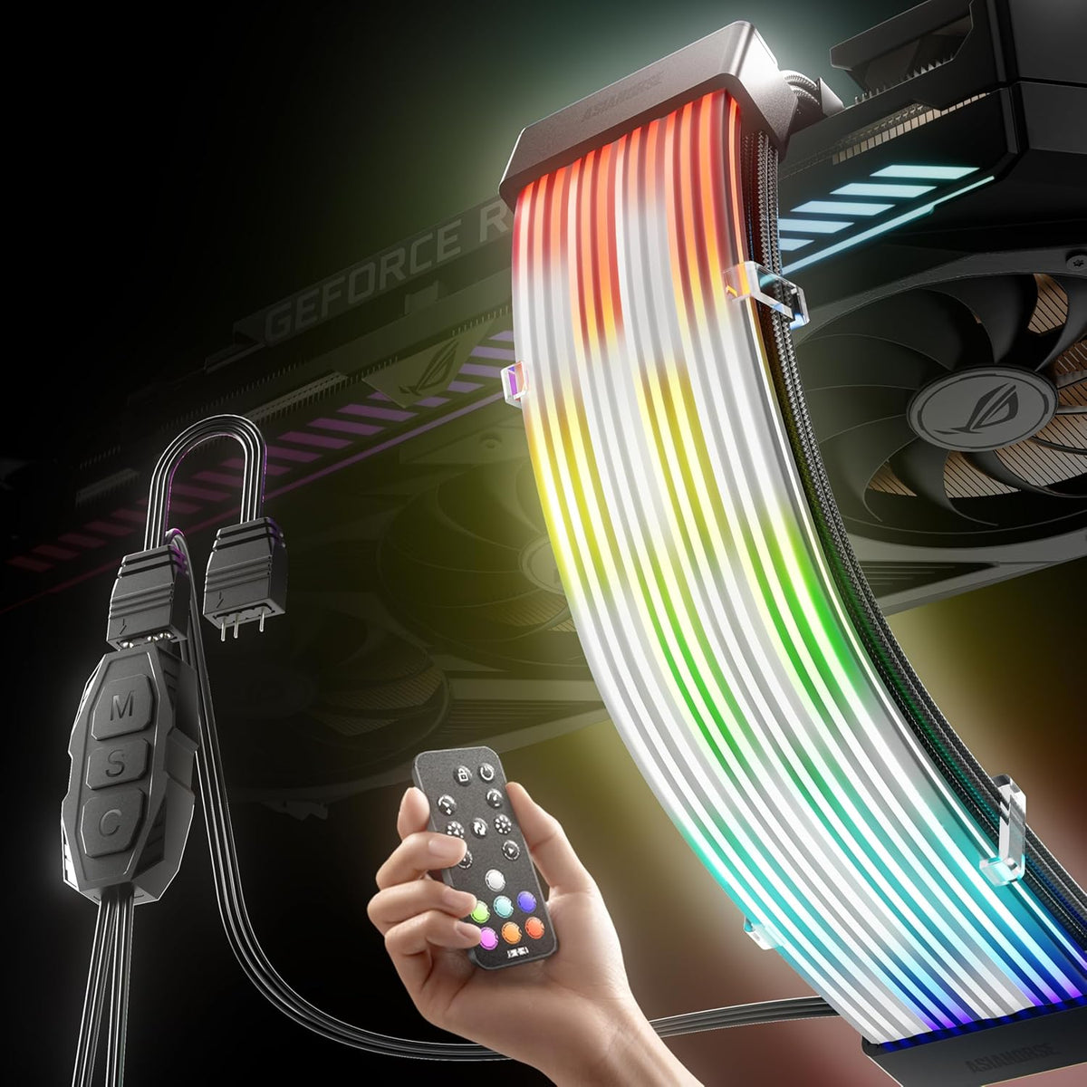 AsiaHorse Aurora Pro RGB PC Cable Cover front view showcasing addressable illumination effects
