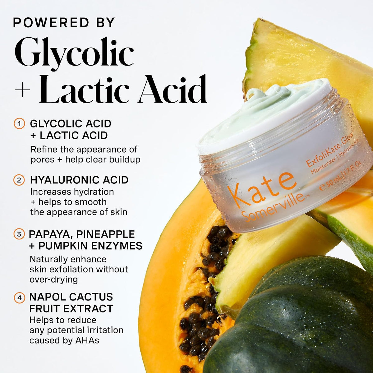Kate Somerville exfoliating moisturizer packaging for smooth skin