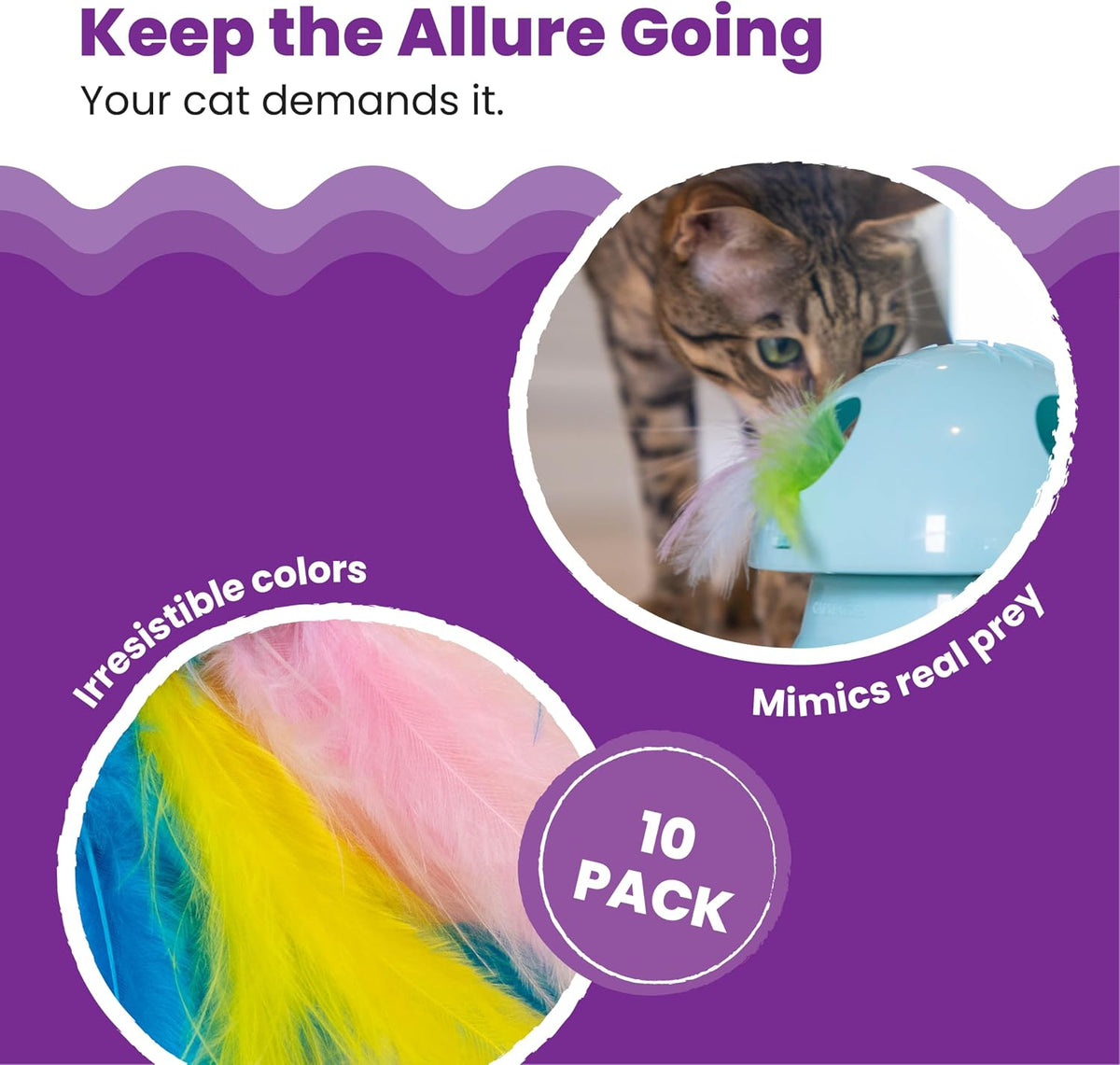 Catstages replacement feathers screw-on plastic base