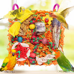 Pre assembled bird foraging wall with plastic hanging hooks installed