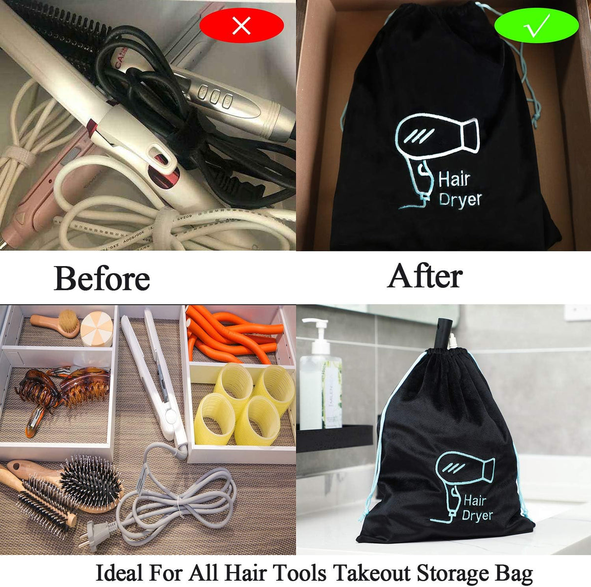 AKLVBL hair dryer bag folded for travel packing