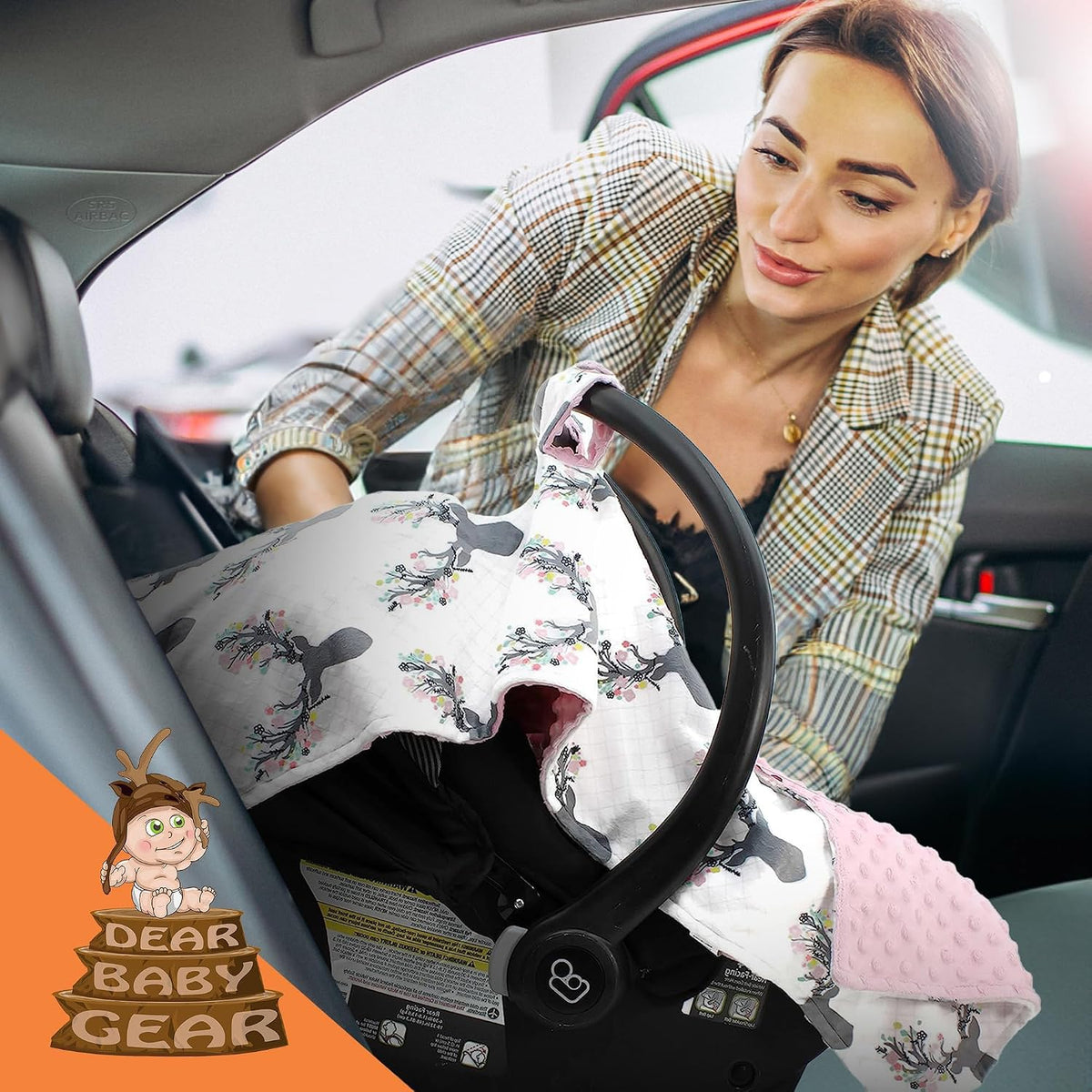 Dear Baby Gear car seat cover snap opening feature