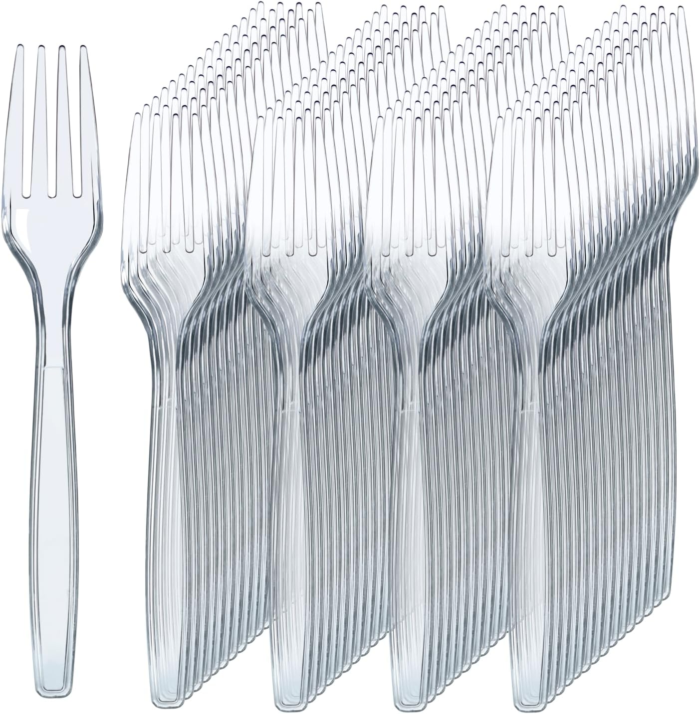 Prestee 300 count disposable plastic forks front view clear silverware