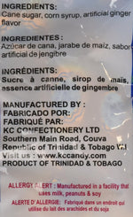 KC Candy Ginger Mints individual hard candies displayed outside the packaging