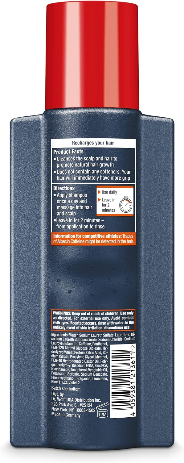 Alpecin caffeine shampoo packaging and label details