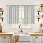 YoungsTex light grey linen curtains front view short window drapes