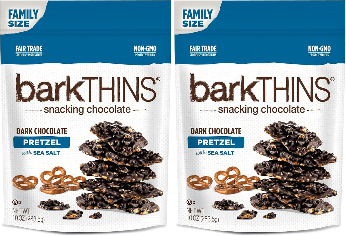 BarkThins 10 Ounce resealable snack bag packaging details