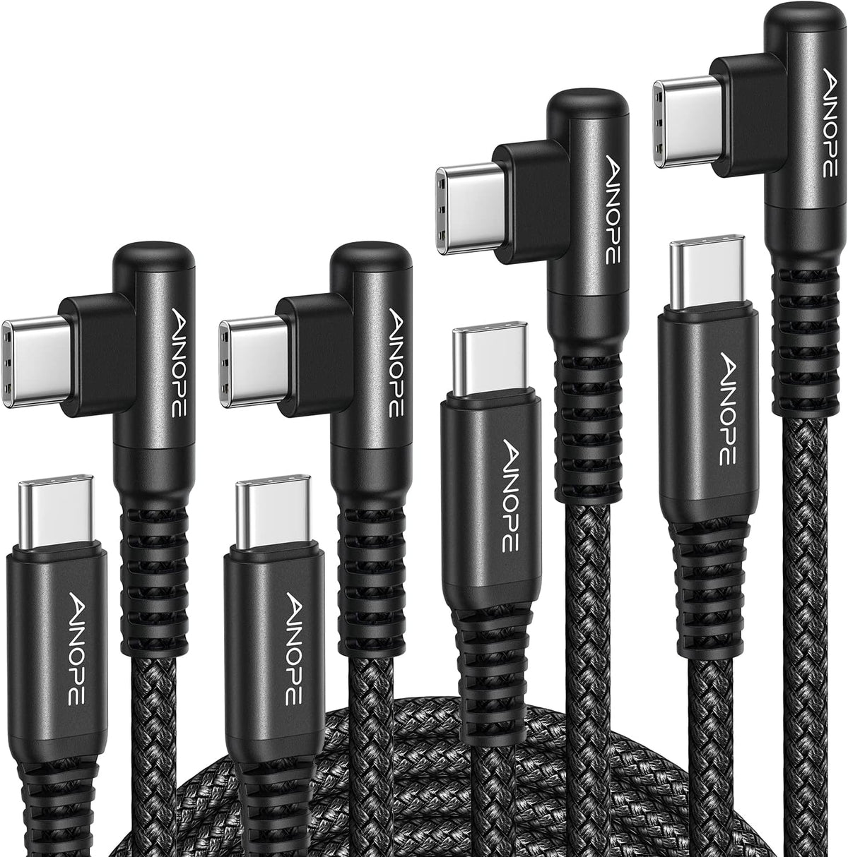 AINOPE USB C Cable 60W 2-Pack 10ft Nylon Braided USB C to USB C Cable Type C Charger Fast Charging Right Angle USBC Cable Charger Cord for iPhone 16 Pro Max 15 Plus Samsung S24 S23 iPad Pro Purple - Image 9