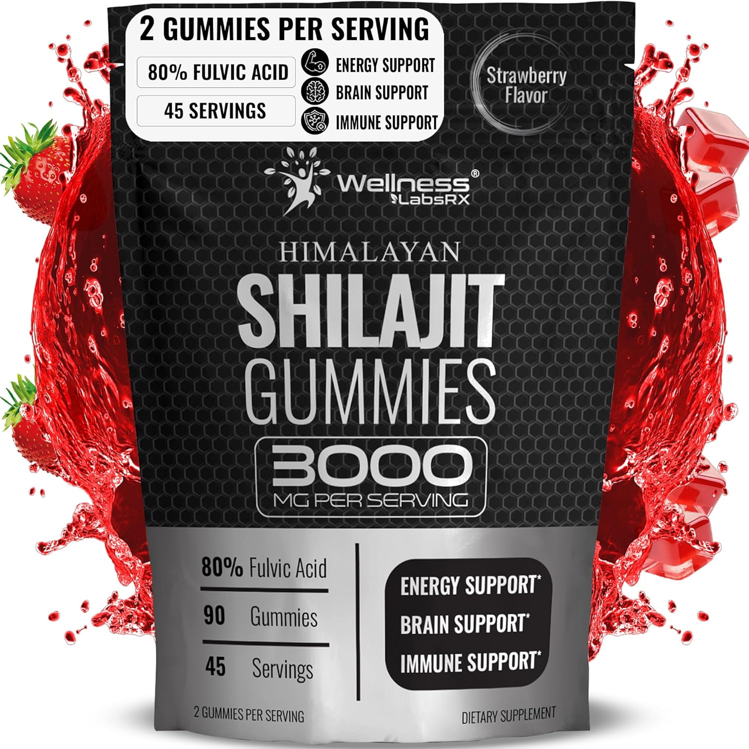 Shilajit Gummies for Men - 3000mg Shilajit for Women, Keto-Friendly, Rich in Trace Minerals & Fulvic Acid - 90 Count - Image 1