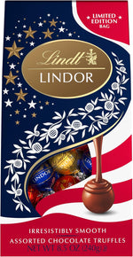 Close up of melting chocolate center in Lindt Lindor truffle
