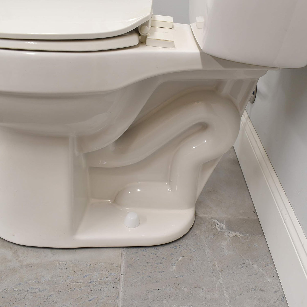 Plumb Pak push on toilet bolt caps installed appearance angle