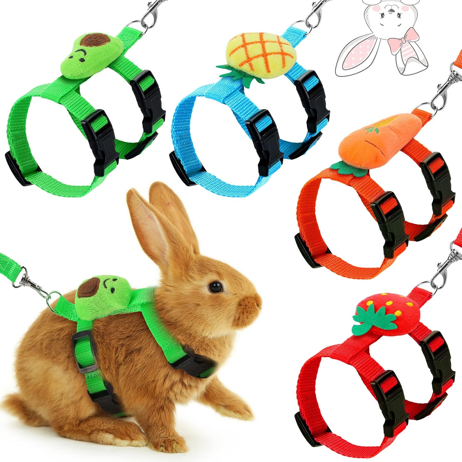 Tondiamo 4 set bunny rabbit harness and leash front view