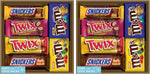 Colorful M&M'S chocolate candies poured out of the pouch onto a baking preparation surface.
