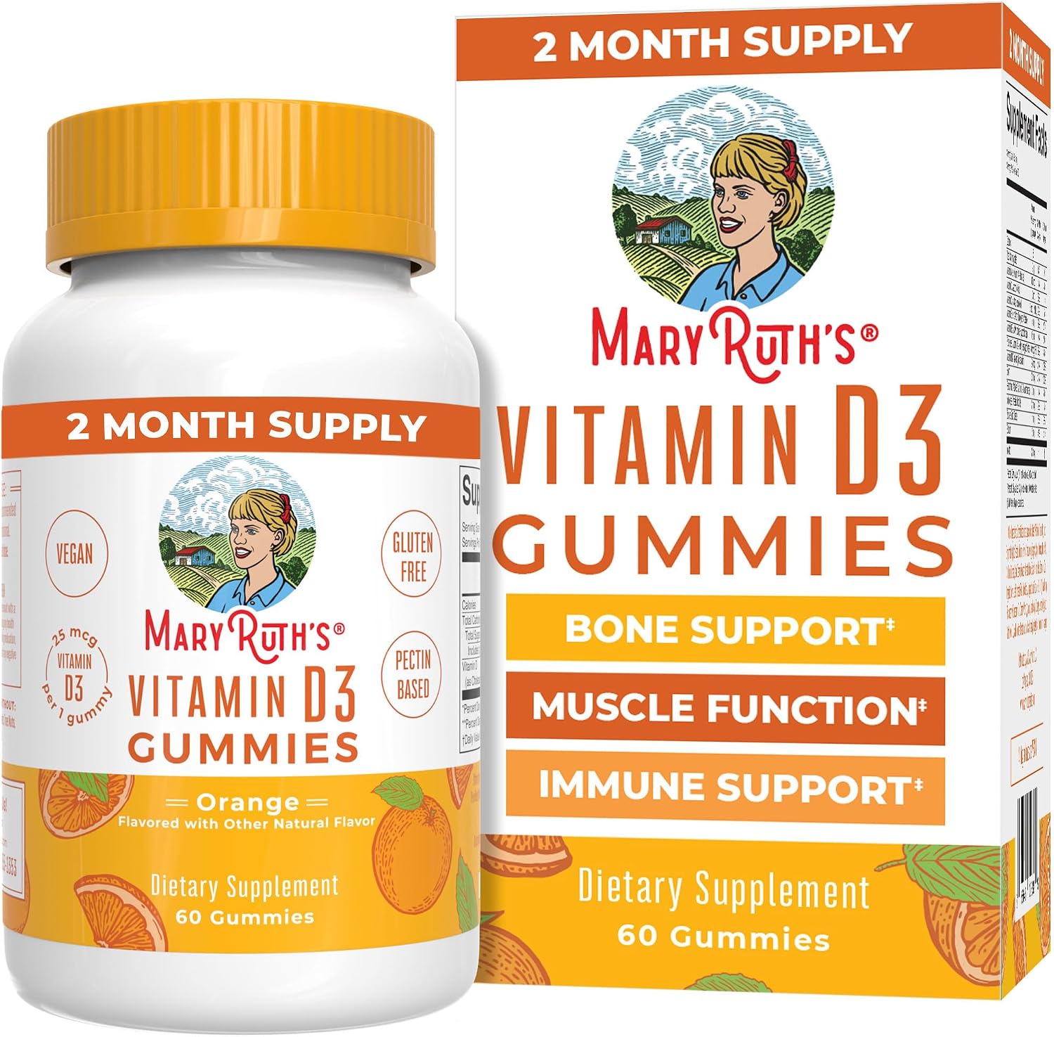 MaryRuth Organics Vitamin D3 Gummies front view bottle packaging
