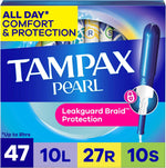 Tampax Pearl plastic tampons front view packaging