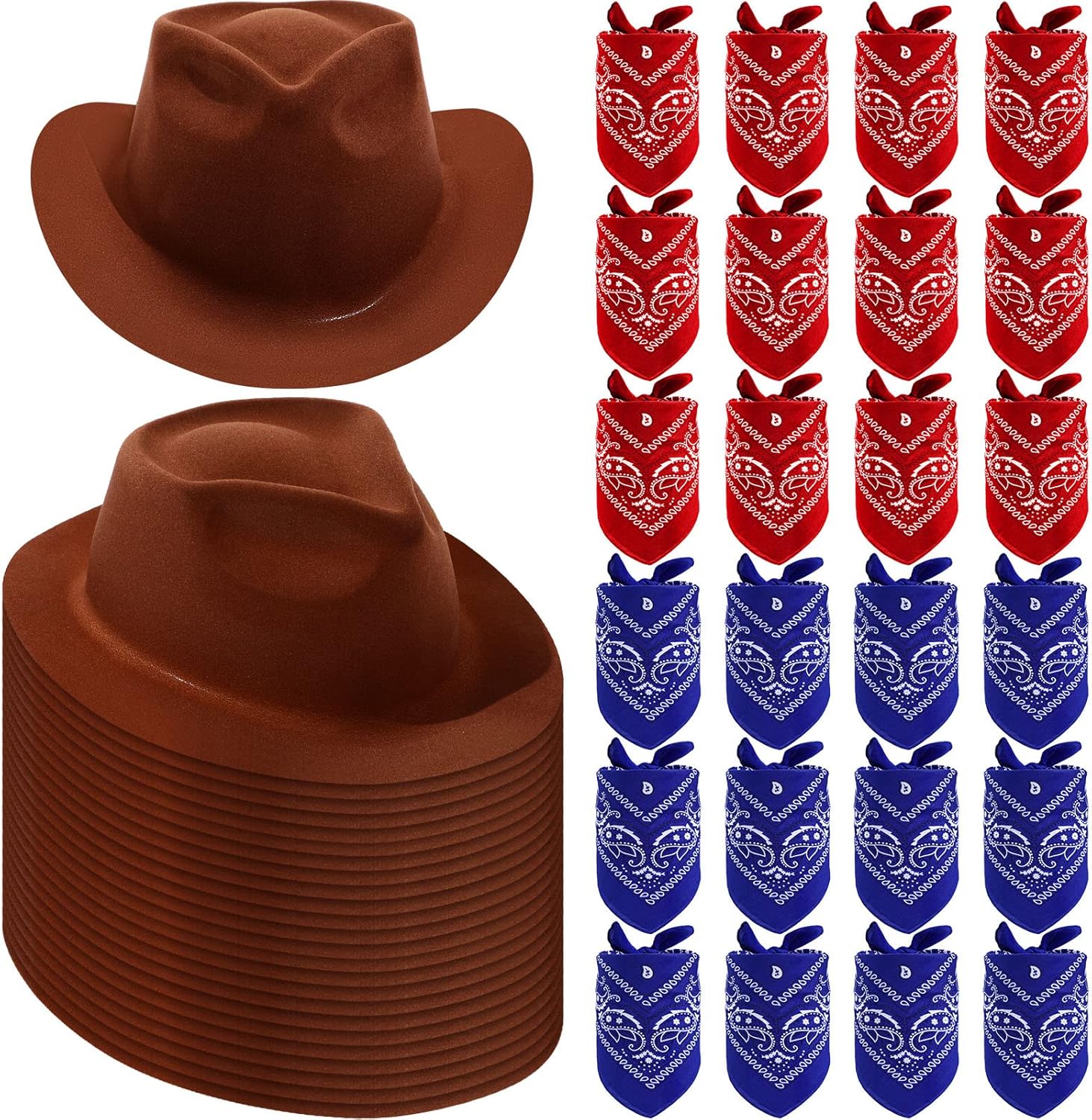 Hillban 48 pack cowboy hat and bandana set front view