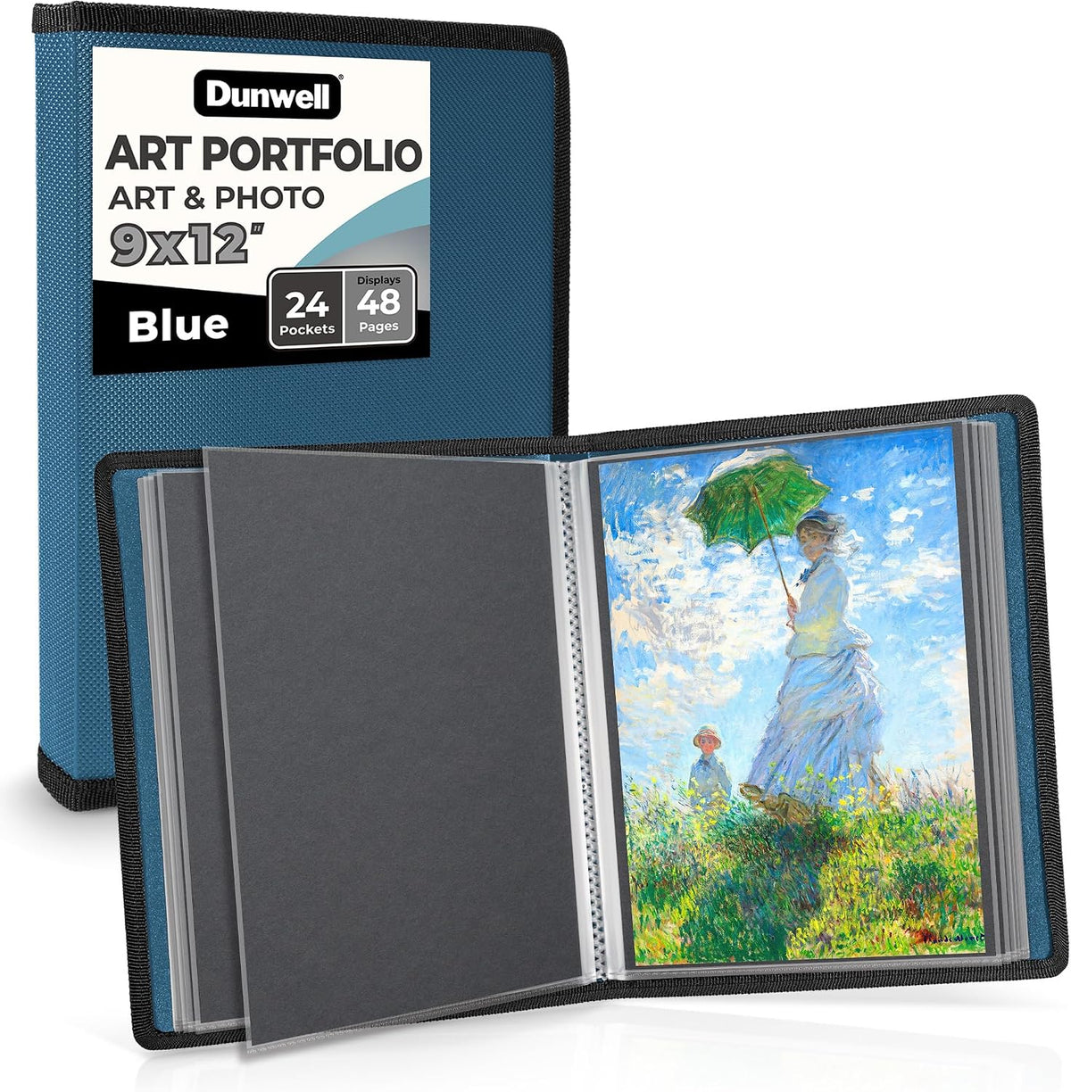 Dunwell art portfolio front view in blue