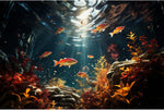 Underwater Aquarium Background Underwater Aquatic Plants with Sunbeams Fish Tank Background Rock with Lush Moss Terrarium Background Aquarium Backdrop For Tank Decorations Poster Vinyl 24x12in - Image 14