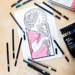 Mont Marte art markers showing dual brush and bullet tips
