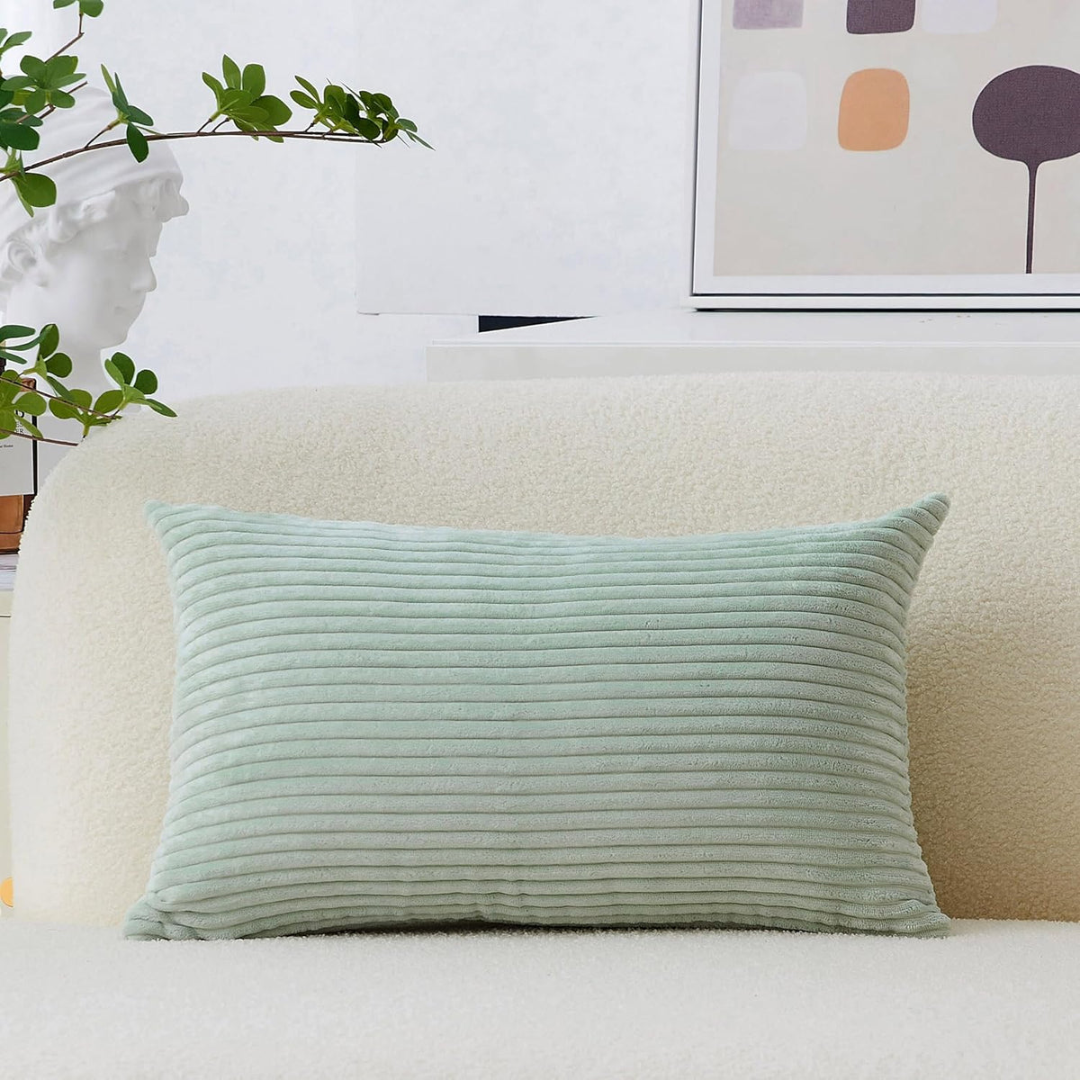 Home Brilliant Lumbar 12x20 Pillow Cover Yellow Rectangle Pillow Cover Striped Corduroy Soft Throw Pillowcase for Wedding Holiday Summer Decor, Sundress Yellow (30x50 cm, 12x20inch) - Image 12
