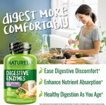 NATURELO Digestive Enzymes 90 vegan capsules bottle angled view