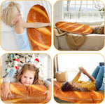 AUECOOME stuffed baguette toy in a bedroom setup