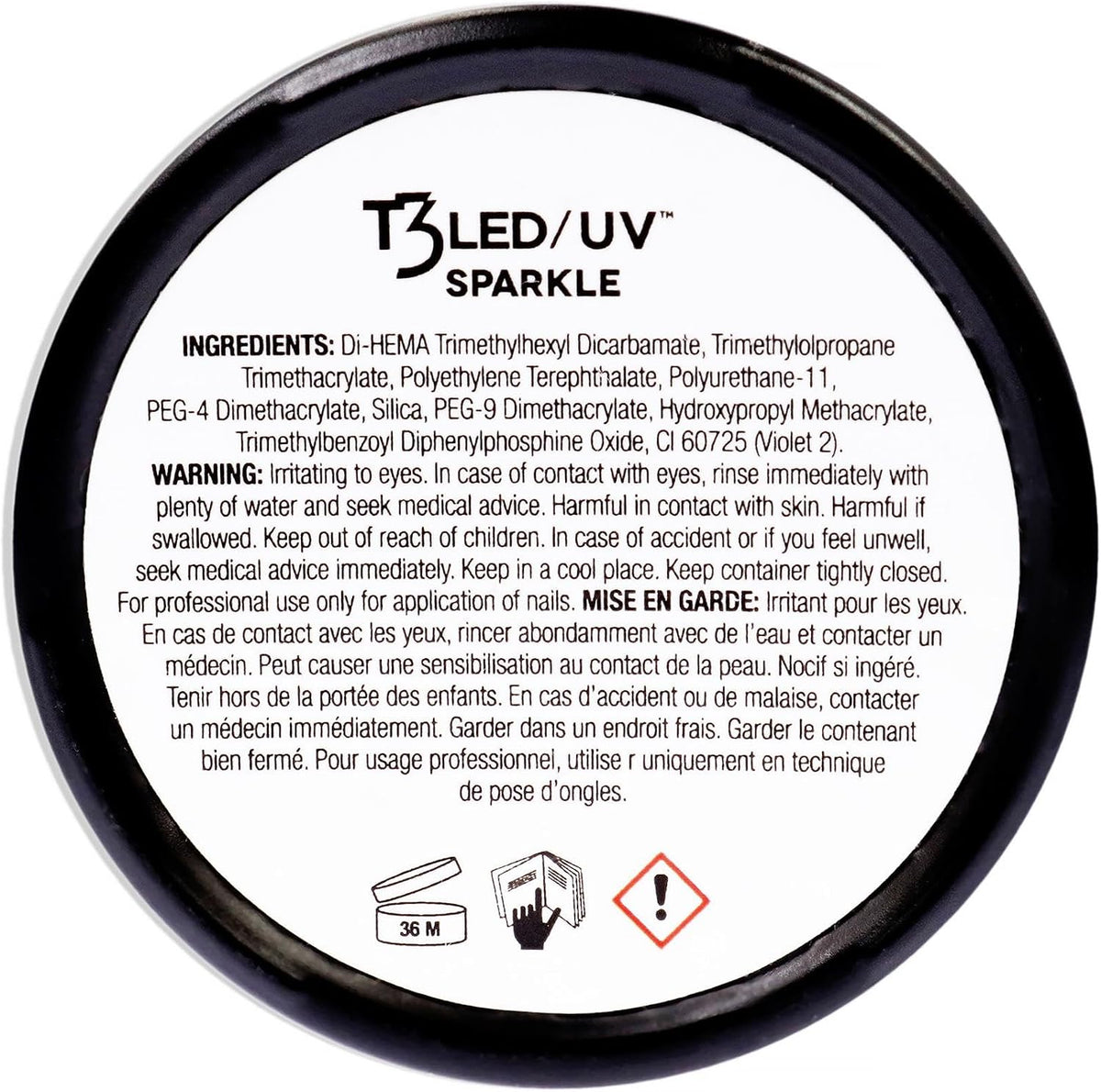 Cuccio Pro T3 LED/UV nail gel jar packaging and label details