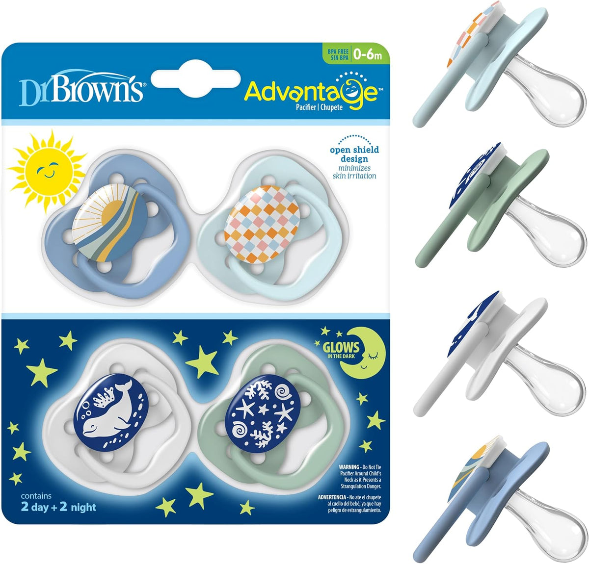 Dr. Brown's Advantage Pacifier, Blue Ocean, 0-6m, 2-Pack - Image 10