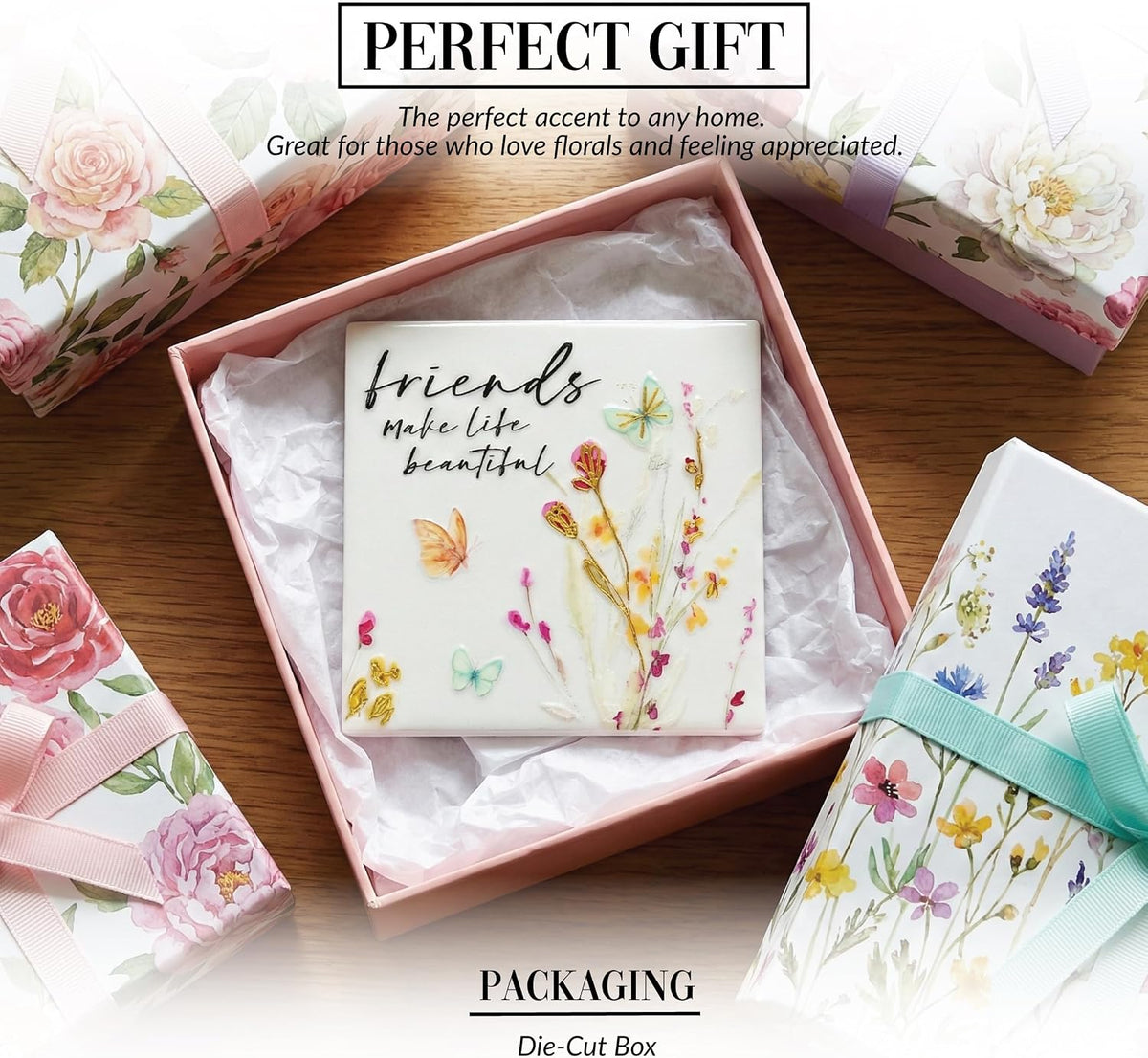 Pavilion Gift Company Friends coaster showing cork backing