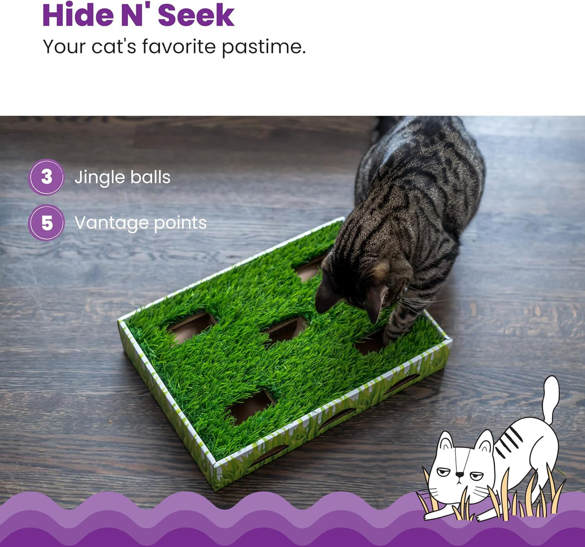 Close up of synthetic faux grass surface on cat toy