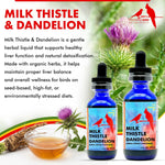 Morning Bird avian liquid detox supplement packaging showing organic ingredients list