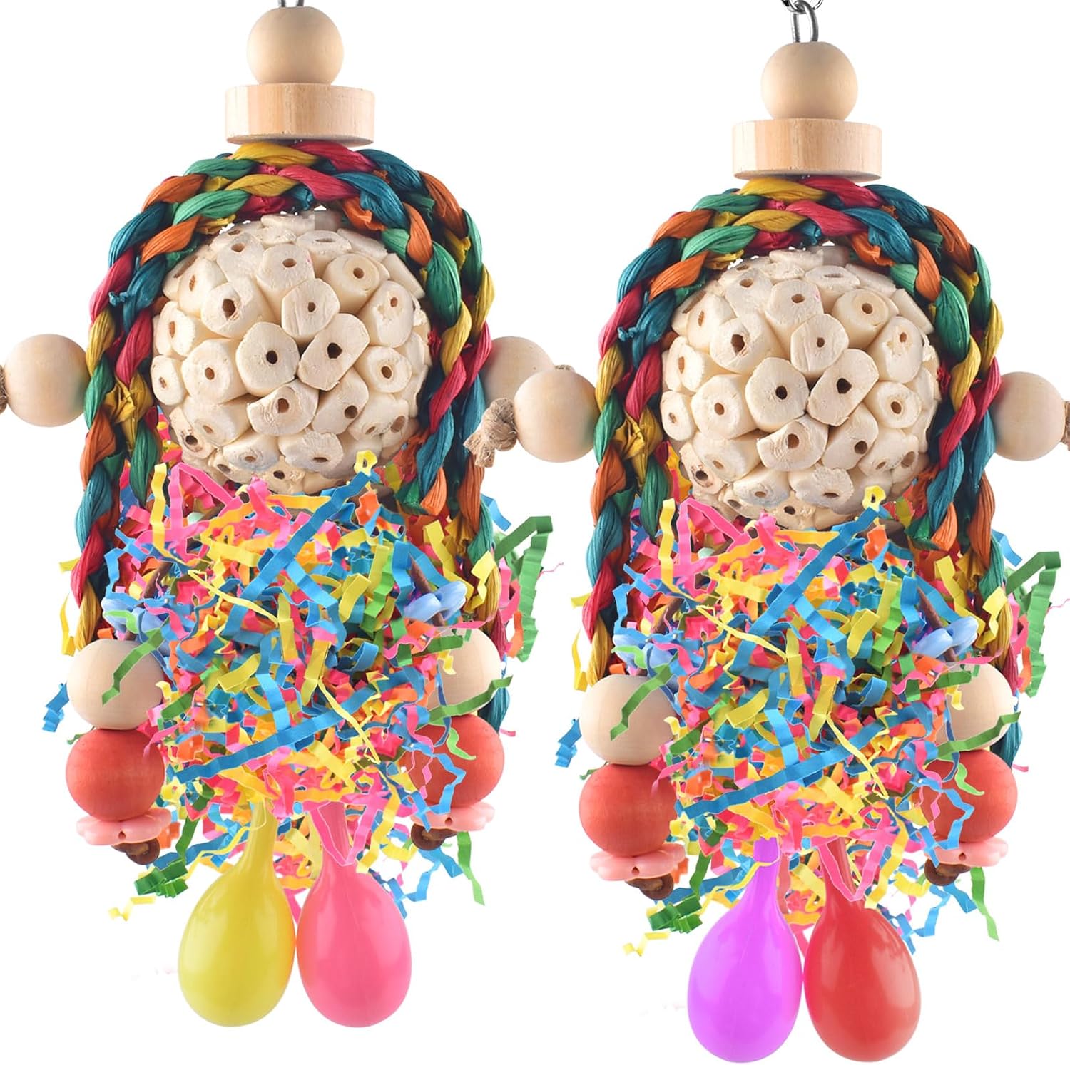 Bissap conure foraging shredder hanging toys front view interactive bird cage accessories
