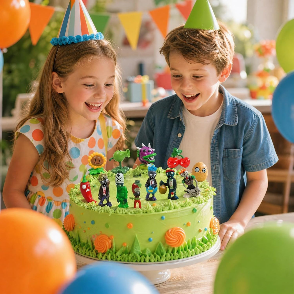 JHESAO 17PCS Plants PVZ Toys Set Figurines Zombies Cupcake Series PVZ Plush PVC Toys New, Great Gifts for Kids and Fans, Birthday and Party - Image 7