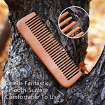 Anti static wooden hair comb close up of rounded teeth
