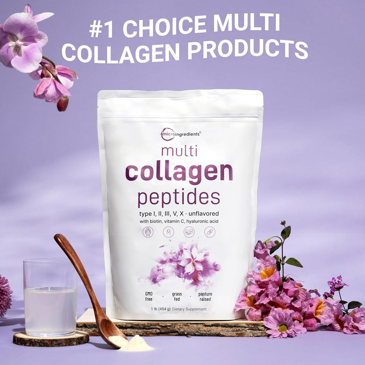 Micro Ingredients multi collagen powder nutritional supplement facts label