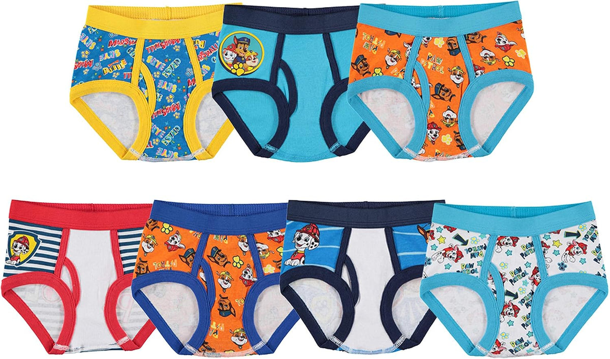 Paw Patrol boys underwear front view featuring Chase and Skye