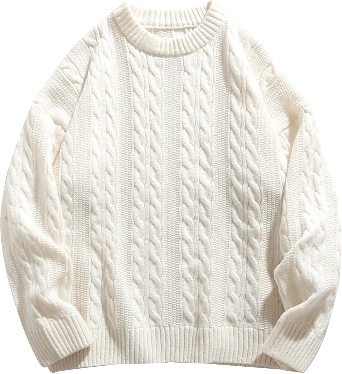 Laixton Mens Oversized Sweater Unisex Long Sleeve Cable Knit Sweaters Aesthetic Streetwear Casual Sweater Jumper Tops - Image 15