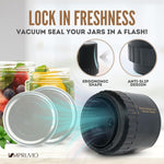 Impruvio cordless vacuum sealer placed on top of a mason jar