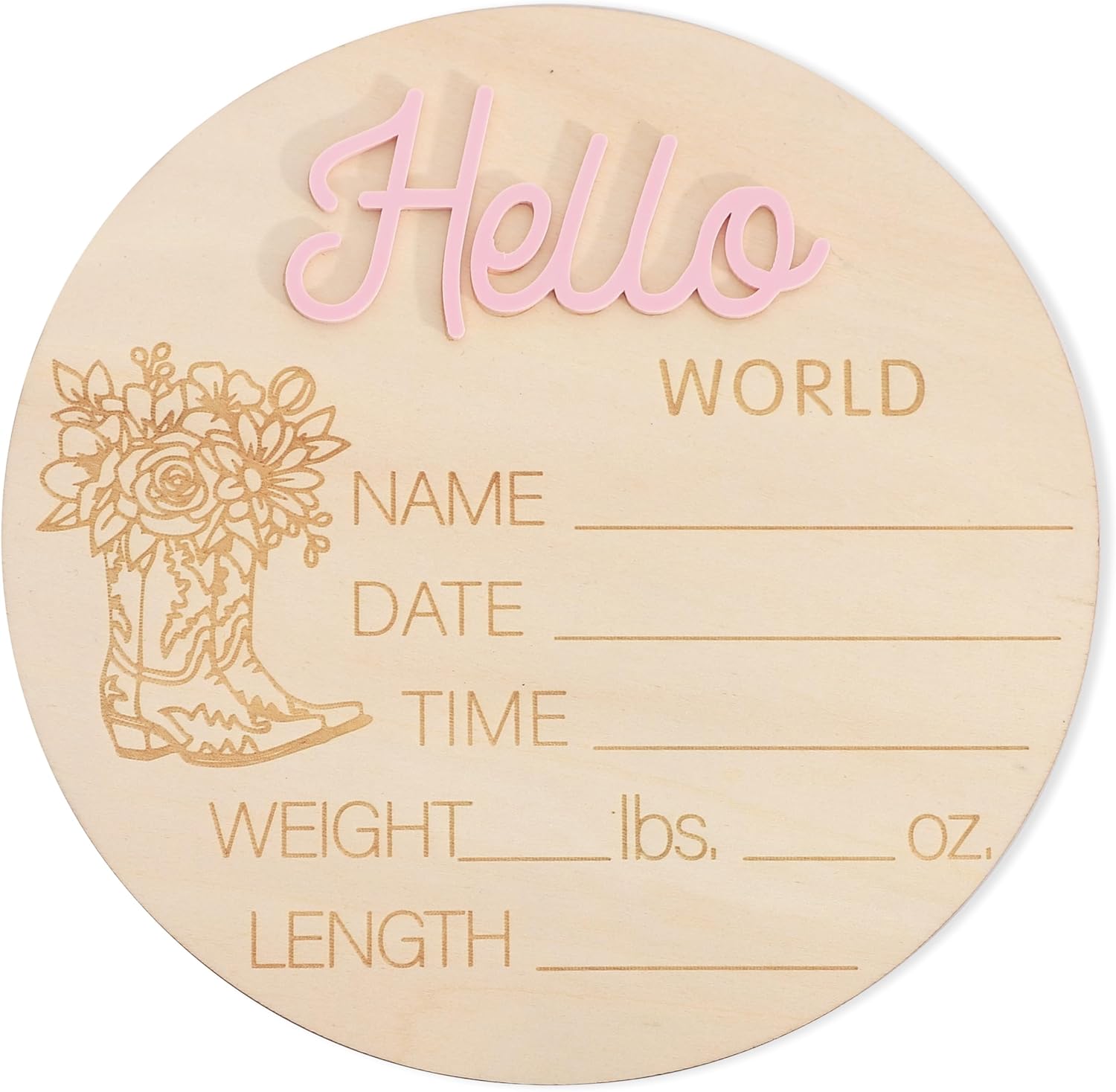 AOQURE Western Cowboy Baby Announcement Sign front view newborn photography prop
