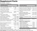 Naturelo supplement bottles back view with nutritional facts